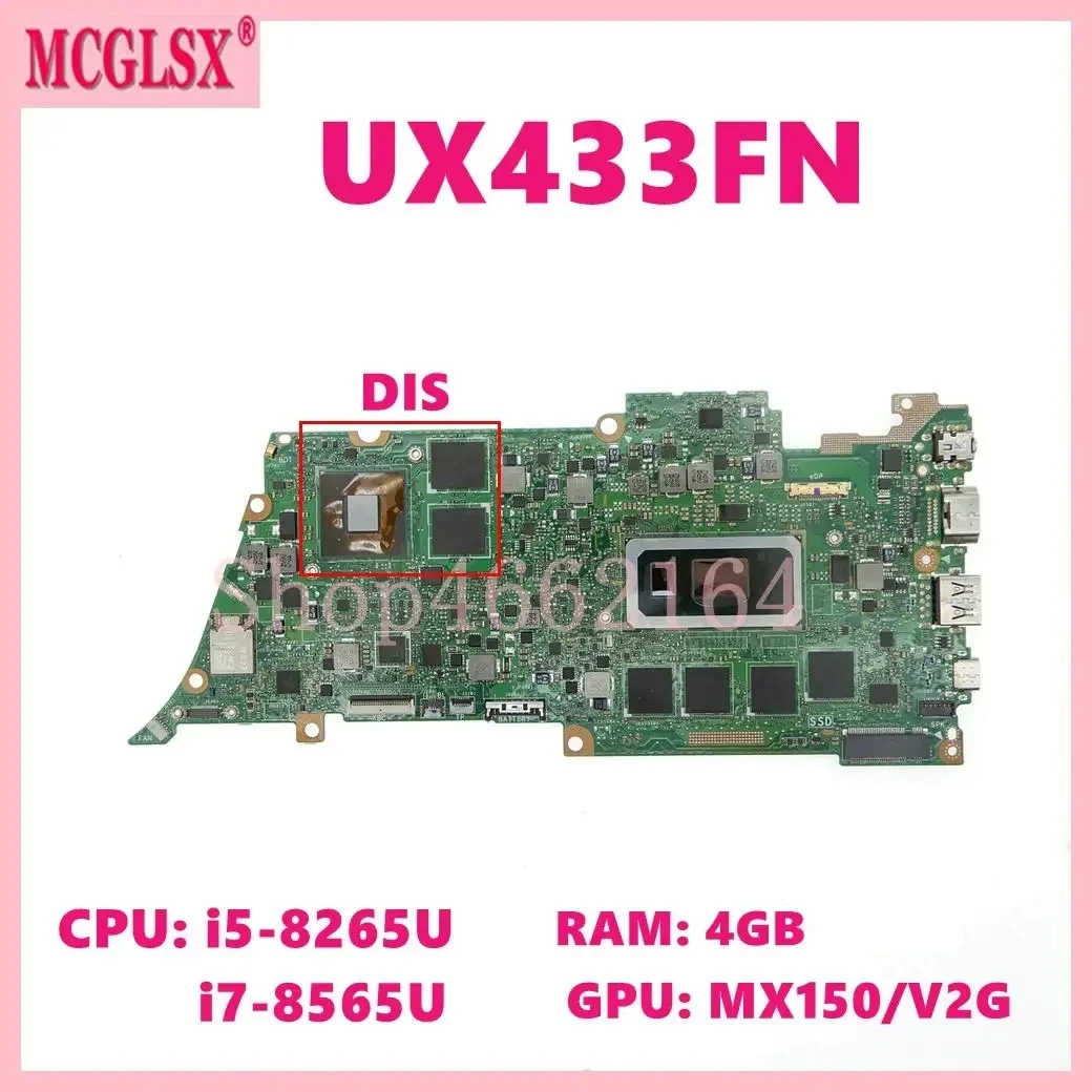 

UX433FN With i3 i5 i7-8th Gen CPU 4GB 8GB-RAM UMA/DIS Mainboard For ASUS UX433F UX433FN U4300F UX433FA Laptop Motherboard