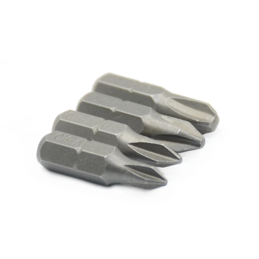 Puntas de acero al cromo vanadio Juego de puntas de destornillador cruzado Vástago hexagonal de 1/4 de pulgada Longitud de 25 mm Diámetro del vástago hexagonal estándar