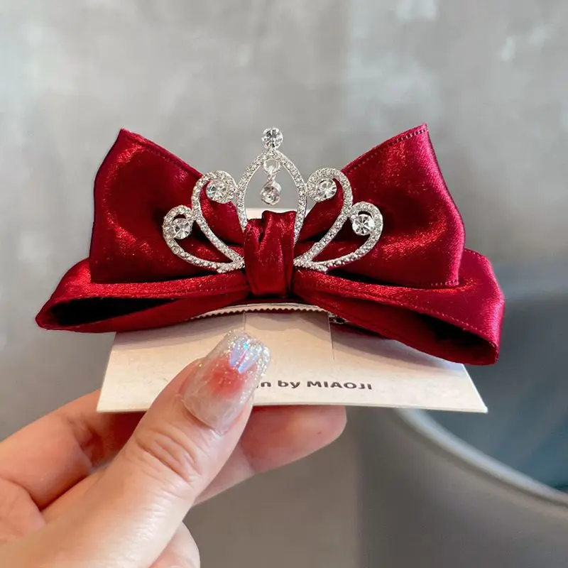 

Crown Bow Hair Clip for Girls Princess Sparkly Hair Accessories with Crystal Sweet Dreamy Hairpins for Kids Birthday Party Gift
