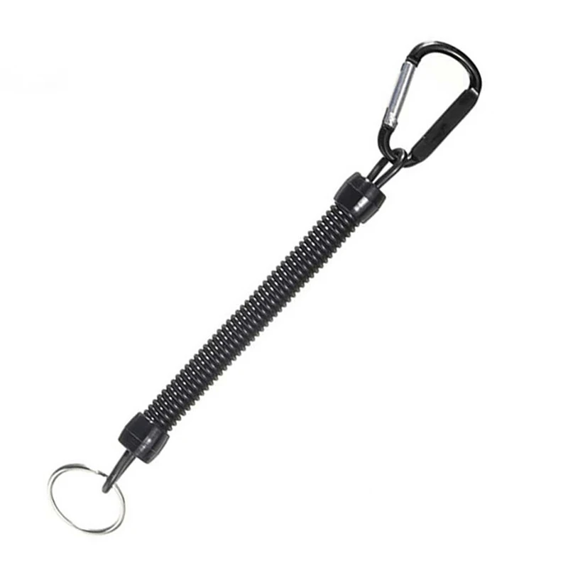 1PC Tactical Retractable Spring Elastic Rope Portable Fishing Lanyards Outdoor Hiking Camping Carabiner Anti-lost Phone Keychain