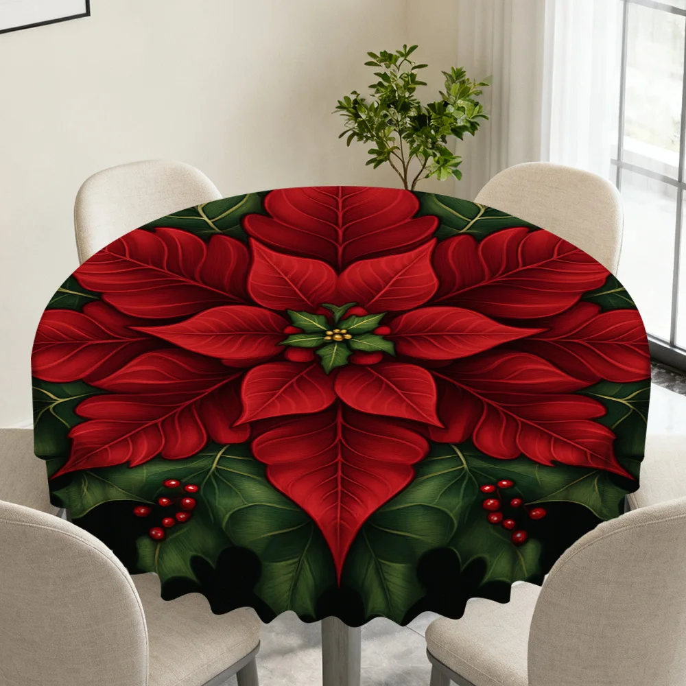 1 round tablecloth of Christmas blossoming plum blossoms enhances the festive dining atmosphere
