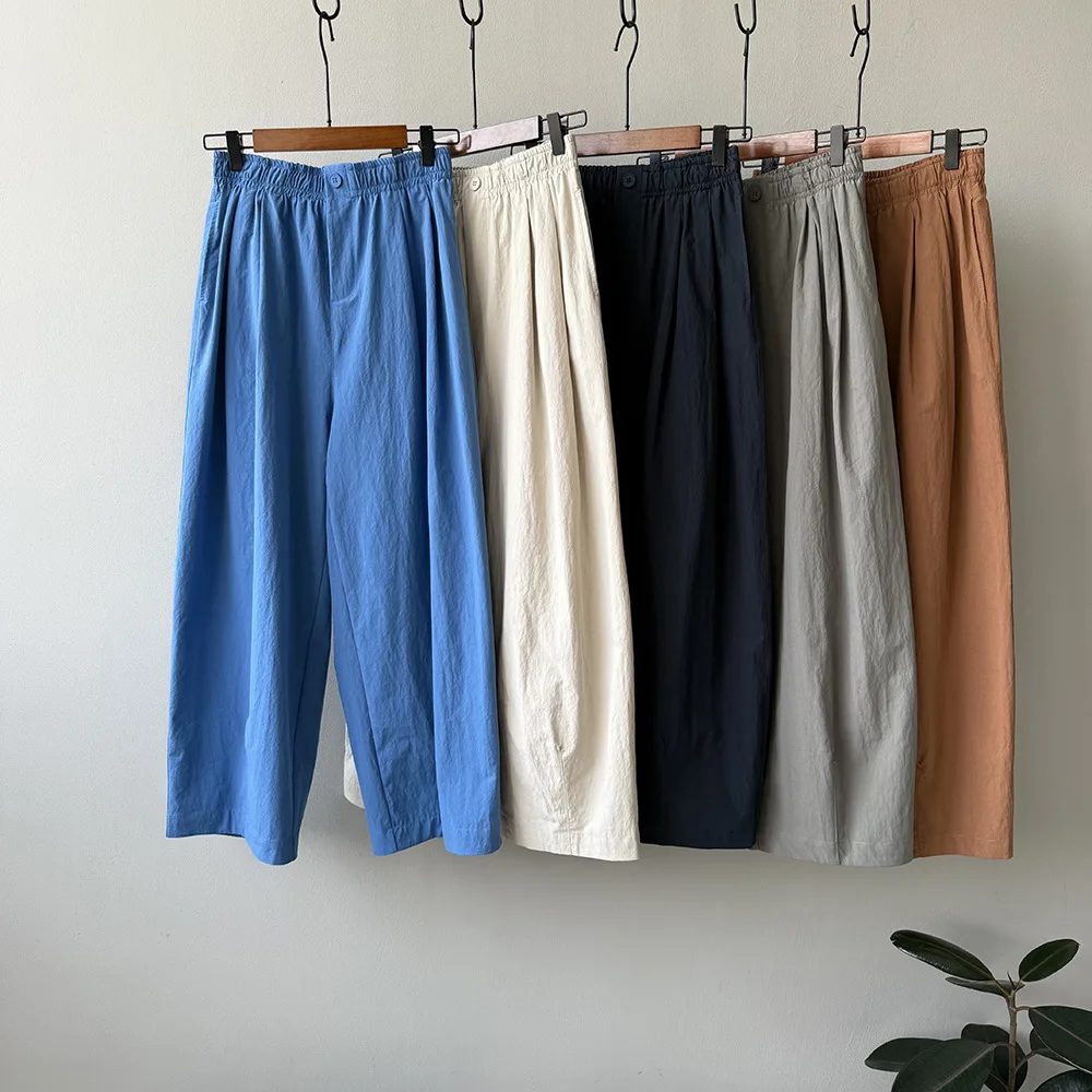 Japanese high waisted straight leg work pants for summer 2025  new thin style carrot pants loose casual wide leg pants