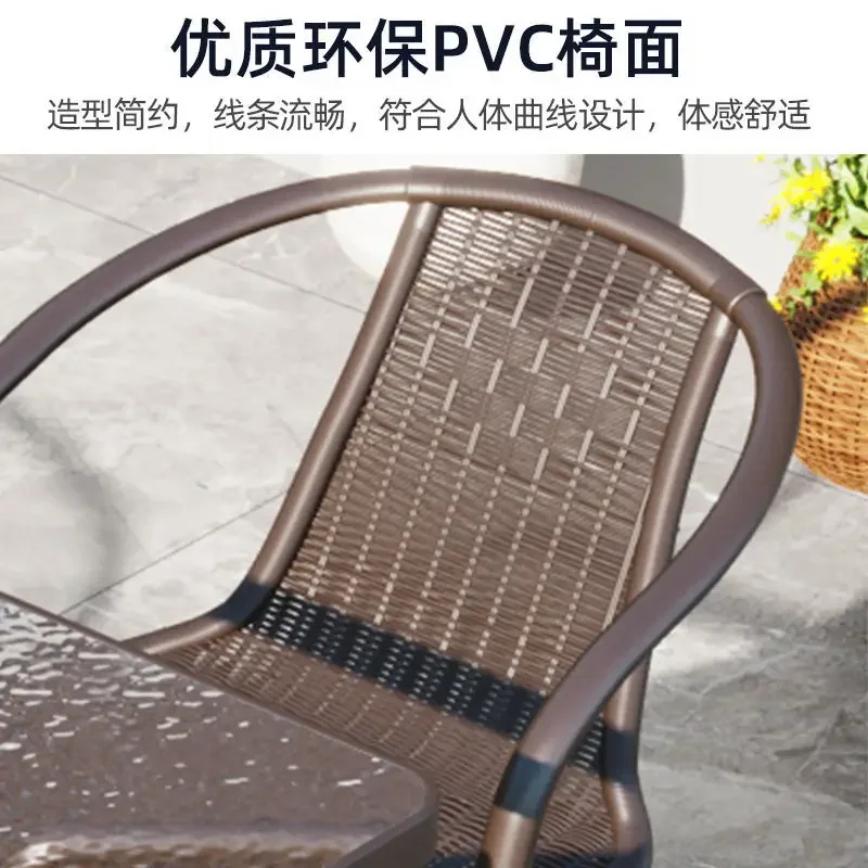 Outdoor sunshade umbrella table and chair combination outdoor courtyard villa garden table and chair three piece set coffee