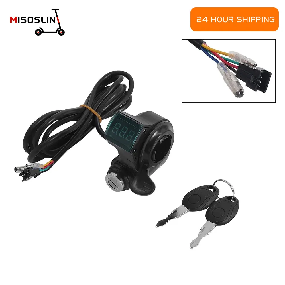 Electric Bicycle LCD Display Switch Power With Key Lock For Electric Scooter Thumb Throttle Voltmeter Digital Voltage Parts