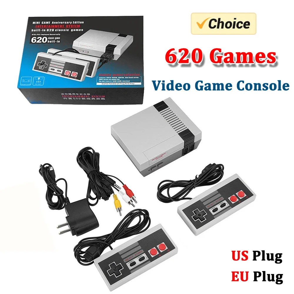 Mini TV Console per videogiochi portatile per attività ricreative per famiglie Uscita AV Retro 620 giochi classici integrati Lettore di giochi con doppio gamepad