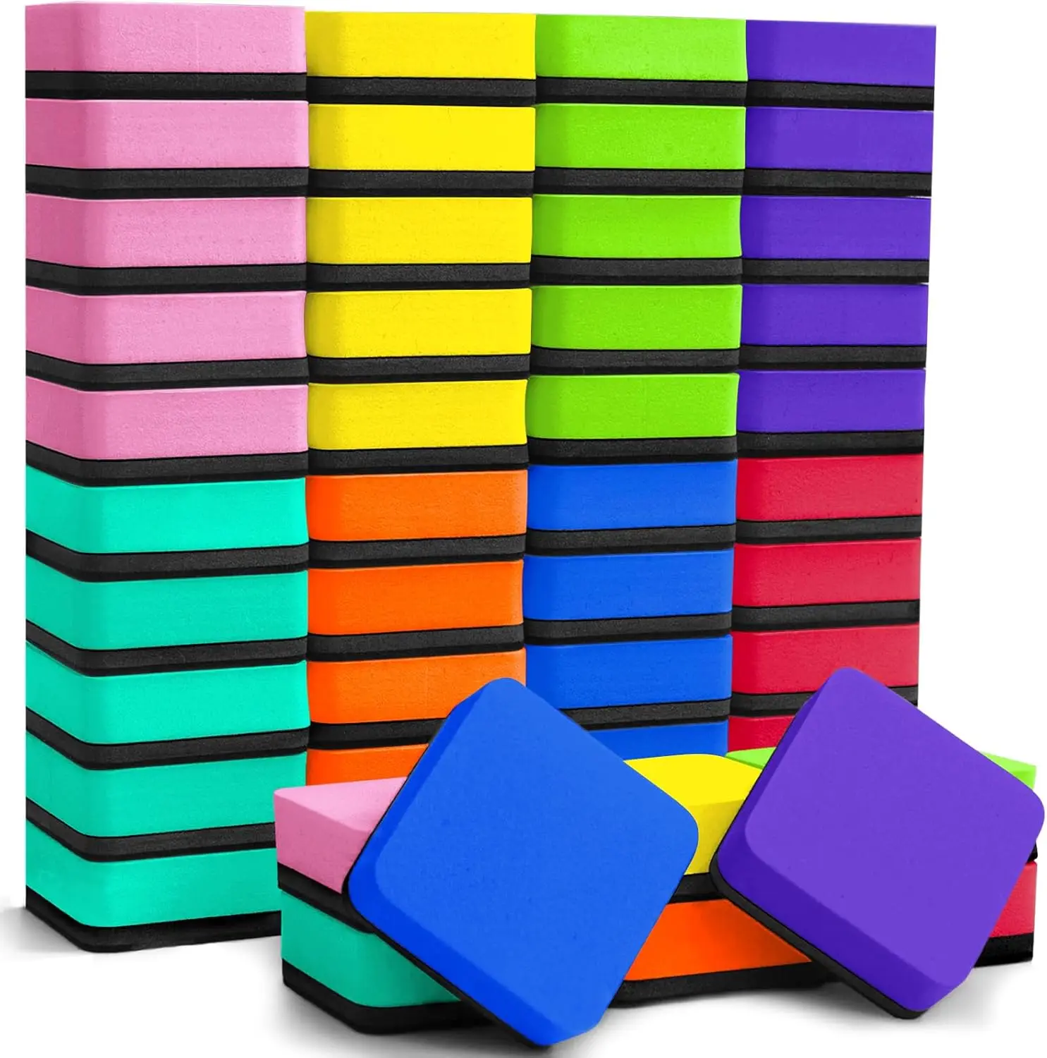 

48 Pack Dry Erase Eraser, Mini Whiteboard Cleaner for Classroom School Office, Assorted Colors 1.97 x 1.97 Inch