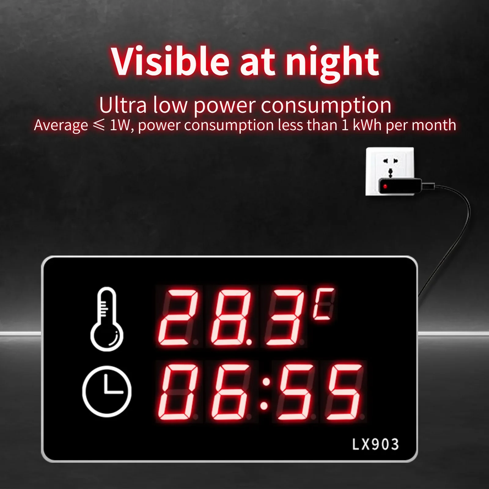 Large LED Termometro Display Industrial Ambient Thermometer Clock with Built-in Temperature Sensor for Swimming Pools Saunas