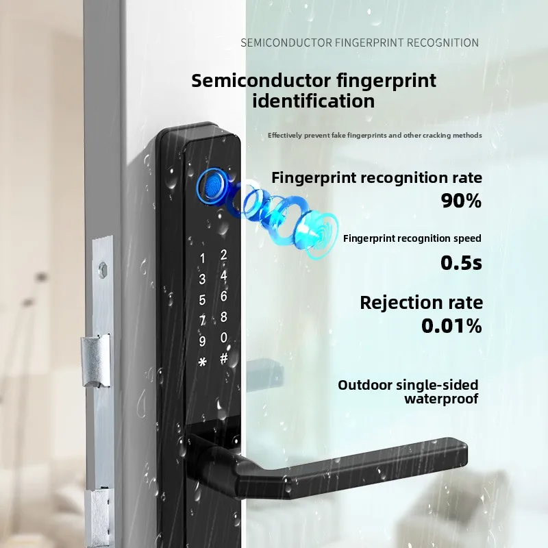 Smart Locks for Outdoor Narrow Edge Wood Sliding Doors Fingerprint Password  Aluminum Alloy Cloud Data Broken Bridge Lock