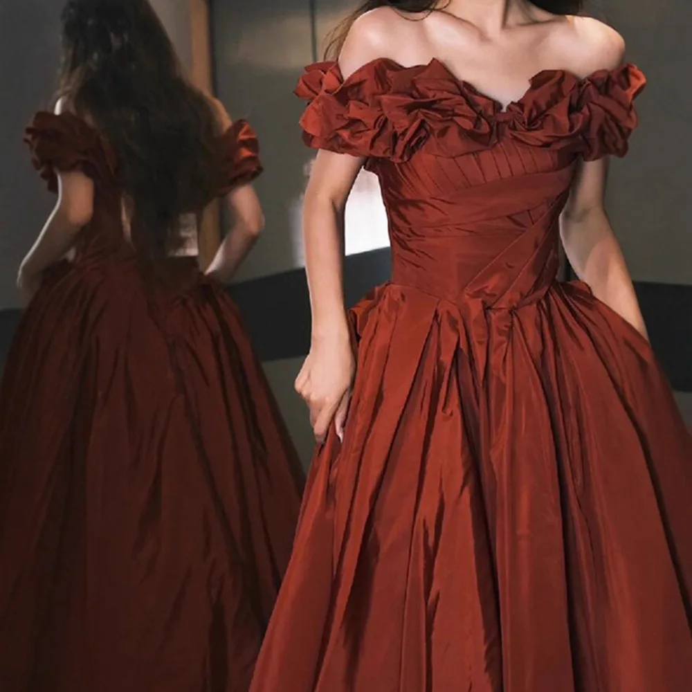 off-Shoulder Toast Dress Engagement Evening Dress Back Door Red Dress High Sense Light Luxury Minority Birthday Banquet