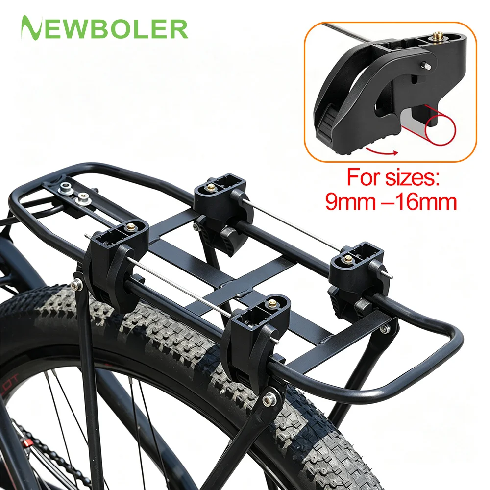 NEWBOLER Fahrrad-Schnellspannhalterung, Verstellbarer Fahrrad-Gepäckträger für Outdoor-Reisen und Einkäufe, Portapacchi Bici Posterior