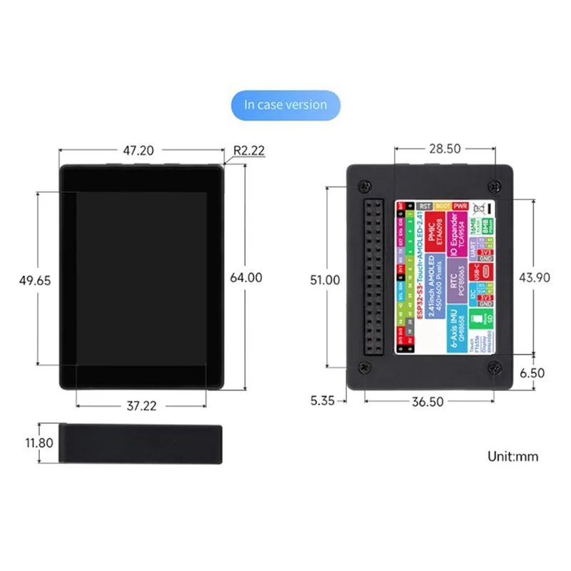 ESP32-S3 2.41 بوصة AMOLED لوحة تطوير شاشة لمس 600X 450 ESP32 عرض مع حافظة لـ HMI LVGL GUI ESP-IDF-N33R