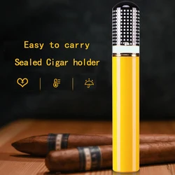 Estuche portátil para cigarros, tubo de cigarros impermeable, forrado de madera de cedro, soporte para humidificador de cigarrillos electrónicos, caja de cigarros de aluminio, tubo de humo