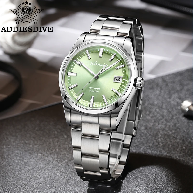 ADDIESDIVE-Montre-bracelet automatique pour homme, NH35, mécanique, étanche, verre à bulles de 100m, 39mm, AD2077, nouveau