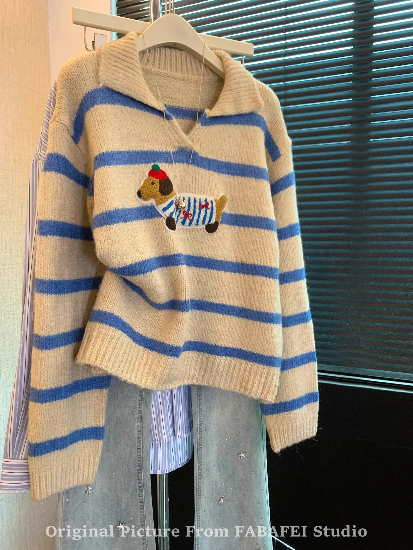 

Womens Pullovers Big Sizes Parisian Cafe Culture Inspired Breton Stripe Beret Accent French Chic Elegance Fashion Style Trend BF