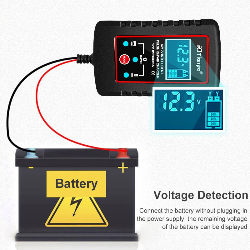 EAFC 12V 6V Motorcycle Car Battery Charger 2A Fully Automatic Lead Acid Battery Charger Mini Motorcycle Toy Battery Charger