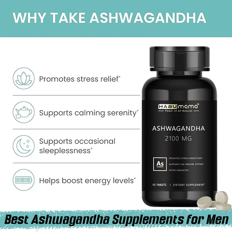 Habumama Ashwagandha, Horny Goat Weed, Testbooster Male Supplements for Health, Energy & Endurance, Muscle Mass, Vitality