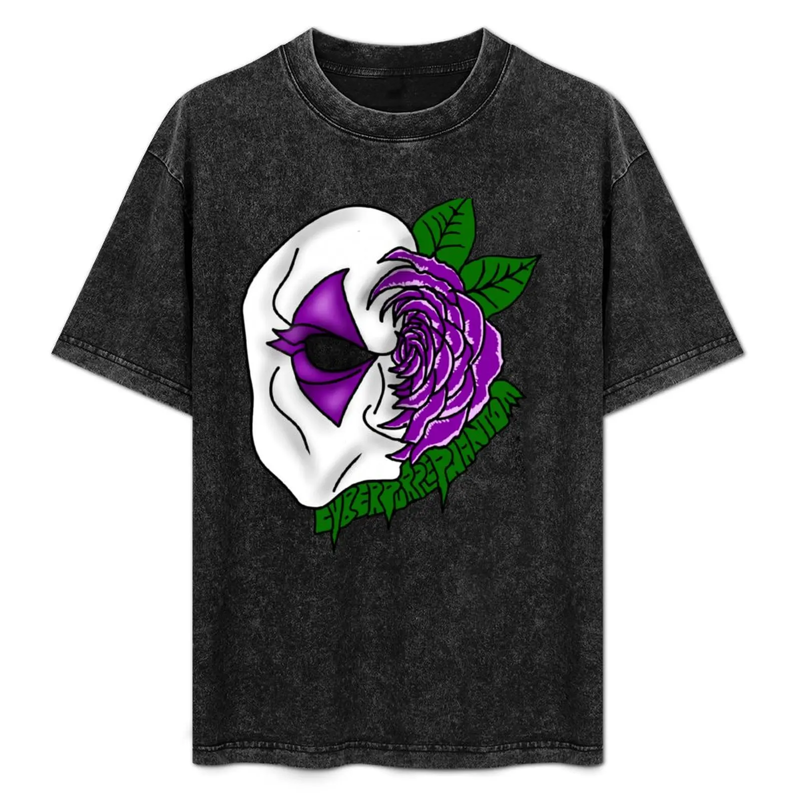 Cyber ​​Purple Phantom - Camiseta con estampado de verano y manga corta con diseño de máscara de rosa de la muerte
