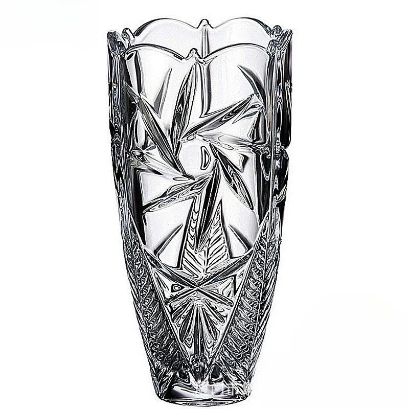 Crystal glass engraved flower water raising vase wedding gift countertop vase home decoration