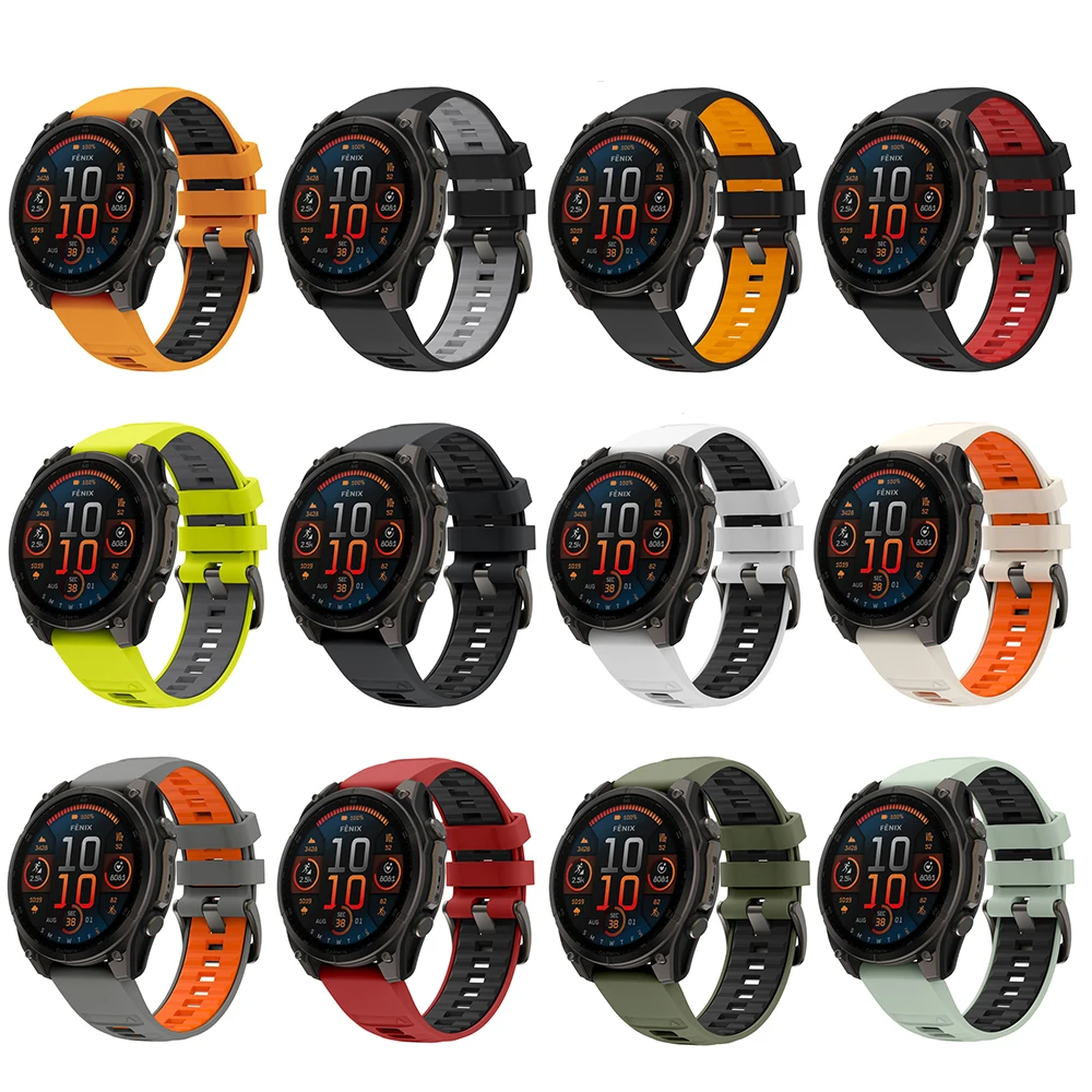 QuickFit Strap 22mm 26mm For Garmin Fenix E 8/7X 7 Pro Solar/6X 6 Sapphire/5 5X/Epix/Enduro 3 Sport Silicone Strap Official band