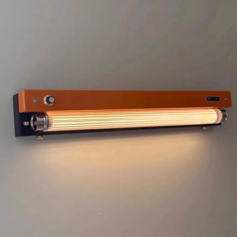 

Art Design LED Wall Lamp Switch Dimming New Style Orange Black Metal Clear Acrylic Tube Sconce For Bedroom Parlor Shop