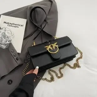 

Stylish Double - Swallow Design Casual Niche Underarm Bags - Compact Square Shape, Shoulder - Strap with High - Quality Chain