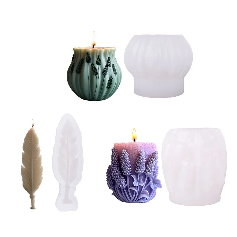 

3pcs Lavender Scented Candle Silicone Mold - DIY Botanical Candle Making Kit with Easy Release Design for Creative Crafts