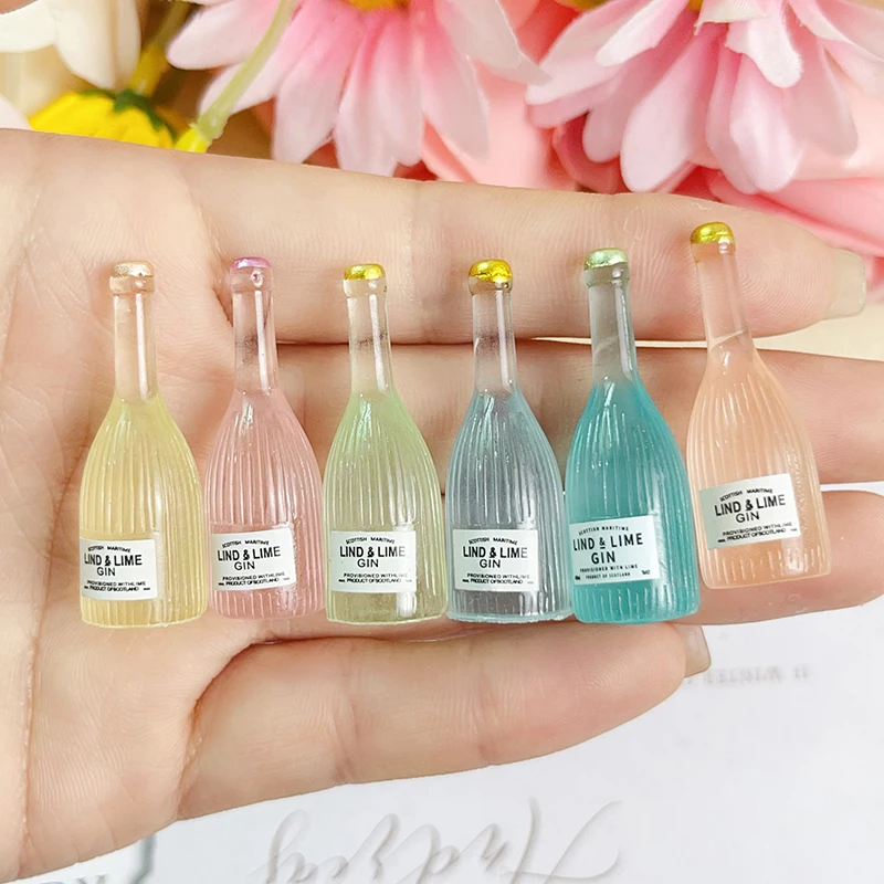 3Pcs Dollhouse Miniature Luminous Wine Bottle Model Ornament Kitchen Drink Accessories For Doll House Decoration Kids Toys