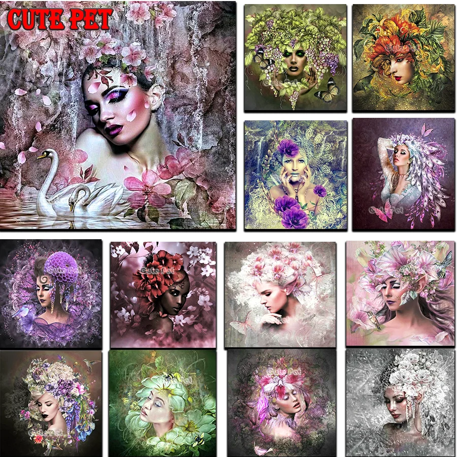 

Fantasy Fruit Flower Girl 5D Diamond Painting Full Square New Arrival Woman Diamond Embroidery Sale Flower Mosaic Sale Wall Art