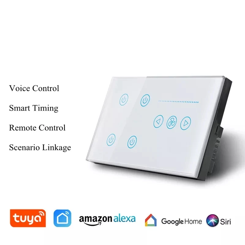 WiFi4sets of smart light wall switches with147glass panel fan switch, working Alexa Google Home Purple Bee3.0 wireless standard
