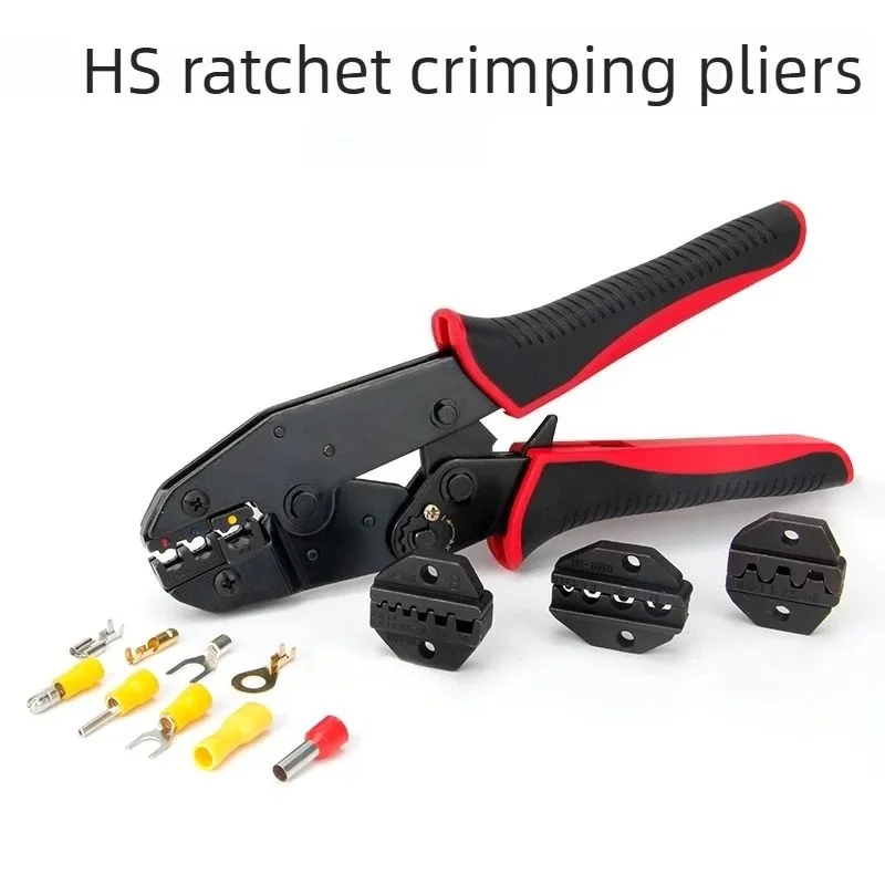 

HS Series HS-40J Multi-Function Ratchet Pliers for Tube Insulated Bare Spade Flag MC4 Terminal Industrial Wire Harness Tool