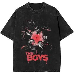 Ovresize The Boys Season 4 TV Show Accessories Shirt Washed Style for Men Women Billy Butcher T-Shirts Fashion Tees Streetwear