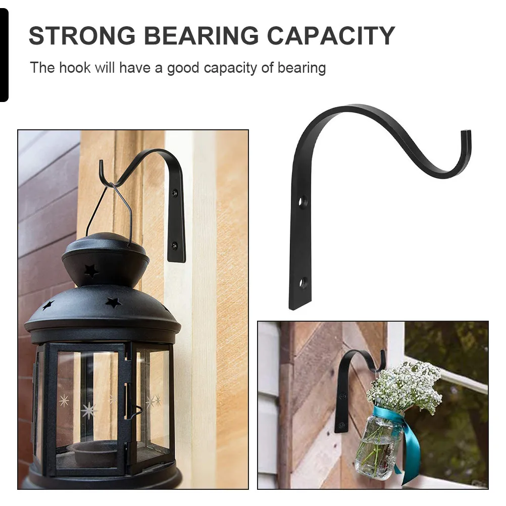 4Pcs Flower Basket Wall Hanger Multi-Use Flower Pot Hook Balcony Outdoor Hanging Plant Bracket Lantern Holder Iron Rack