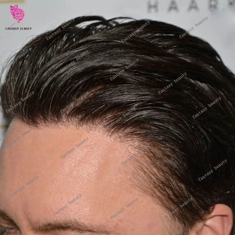 Super durável Natural Hairline Toupee para homens, pele fina, PU Brown, cinza, 1B80, 1B65, perucas de cabelo humano marrom, prótese capilar Microskin