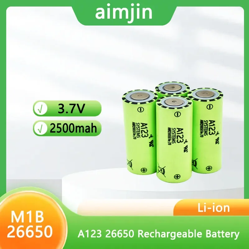 NEW 2500mah 3.7v A123  Rechargeable Battery M1B 26650  Li-ion High Discharge Cell