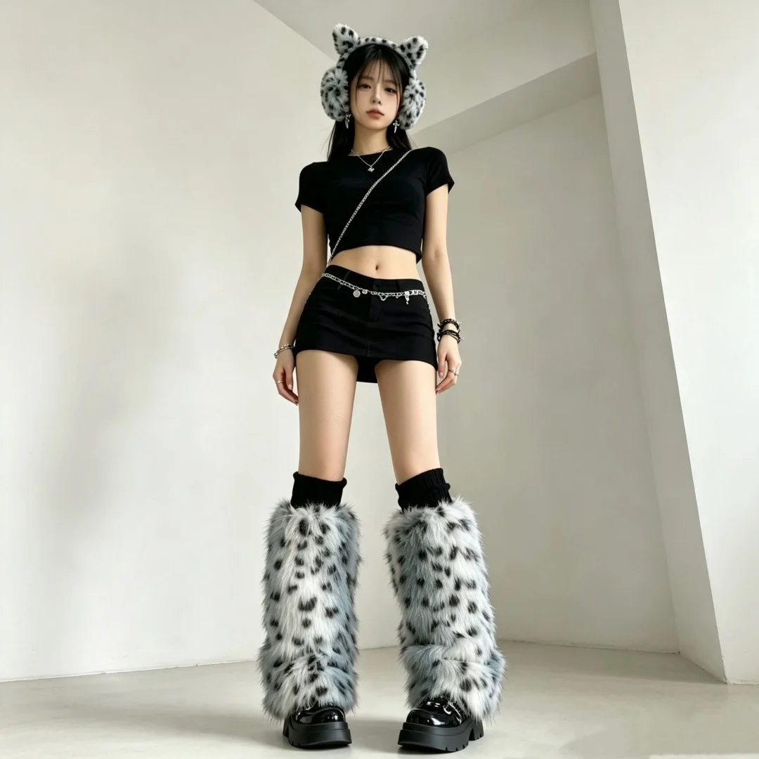 Winter Elk Woolen Sock Covers Warm And Thick Sock Covers Boot Trade Plush Leg Y2K spicy Girl Christmas Decorative Accessories