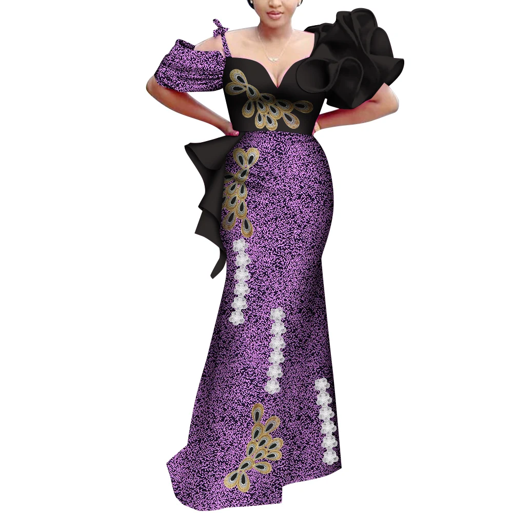 

Casual African Coat for Women Fashion Long Trench Dress African Print Clothing Female Long Sleeve Outwear Overcoat WY9196