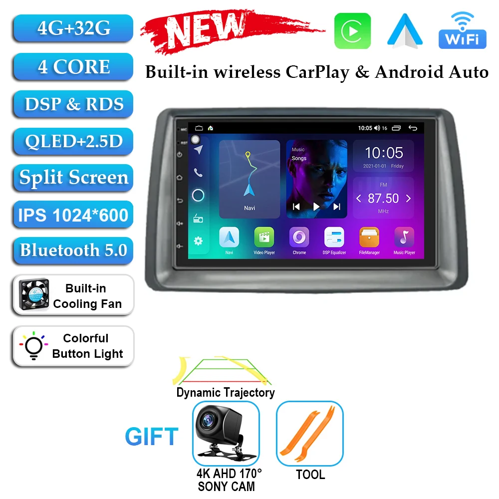 7 "Autoradio Android 14 Voor FIAT Panda 2003 2004 2005 2006 2007 -2012 Stereo Multimedia Speler navigatie Autoradio Carplay Auto