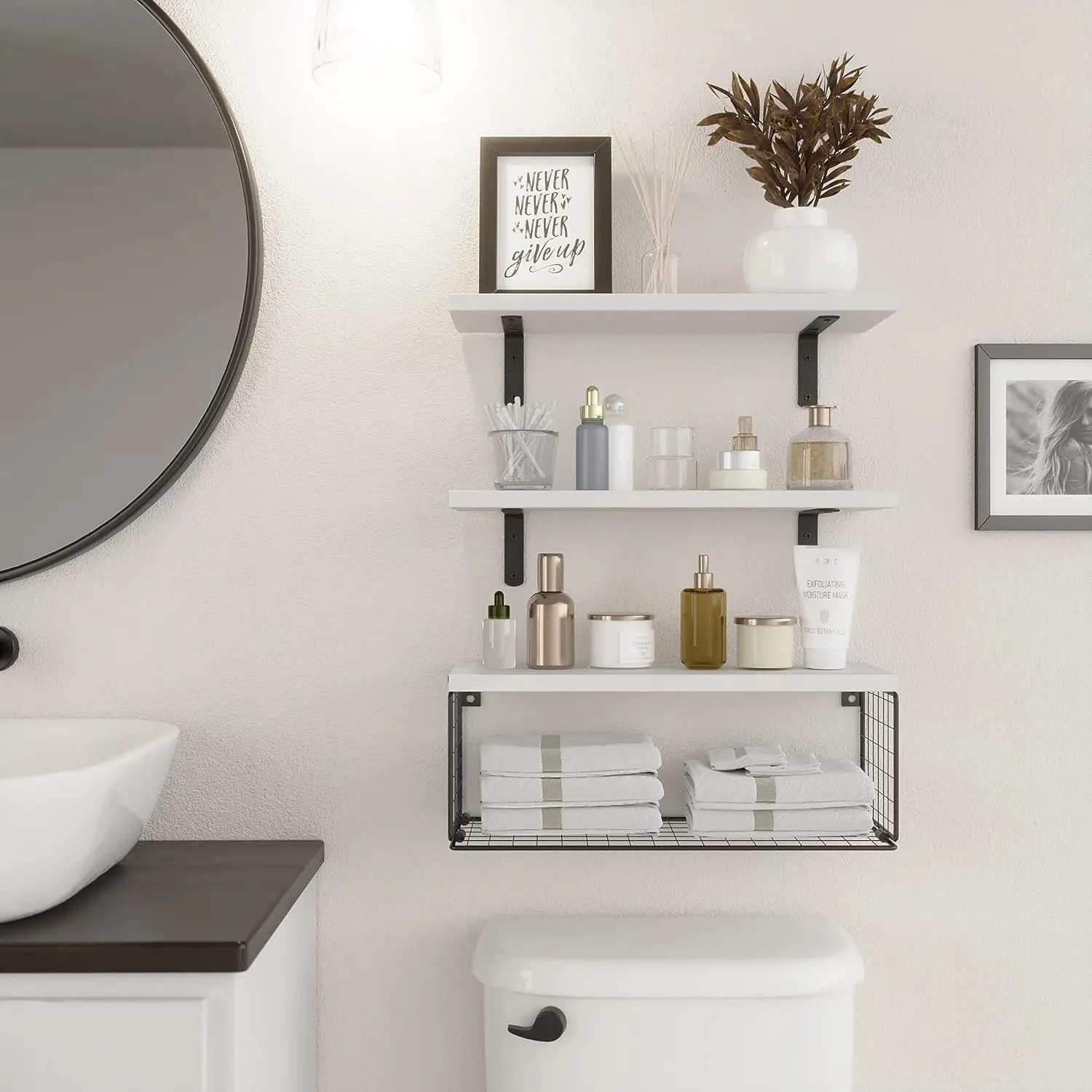 Tyrixma Over Toilet Bathroom Shelf with Storage Basket