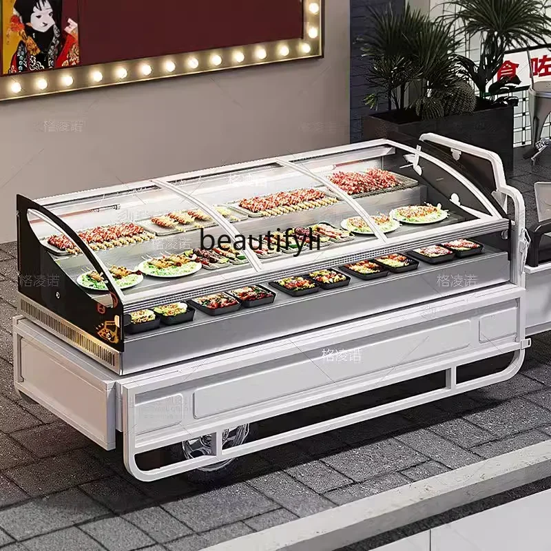 

yj24 Display cabinet Refrigerated fresh-keeping cabinet Tricycle stall Refrigerated display cabinet BBQ Commercial refrigerator