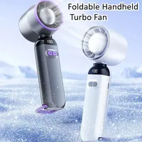 Foldable Handheld Turbo Fan Ice Cooler USB Powered Digital Display Outdoor Camping Travel Desktop Folding Summer Cooling Fan