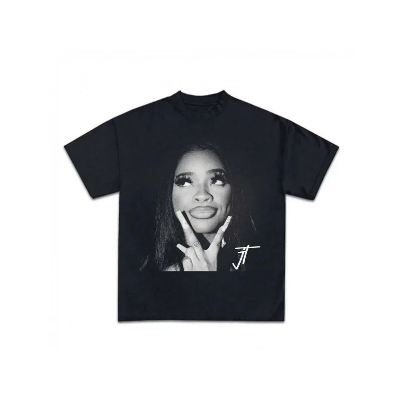 90s retro style Jt signature pattern T-shirt