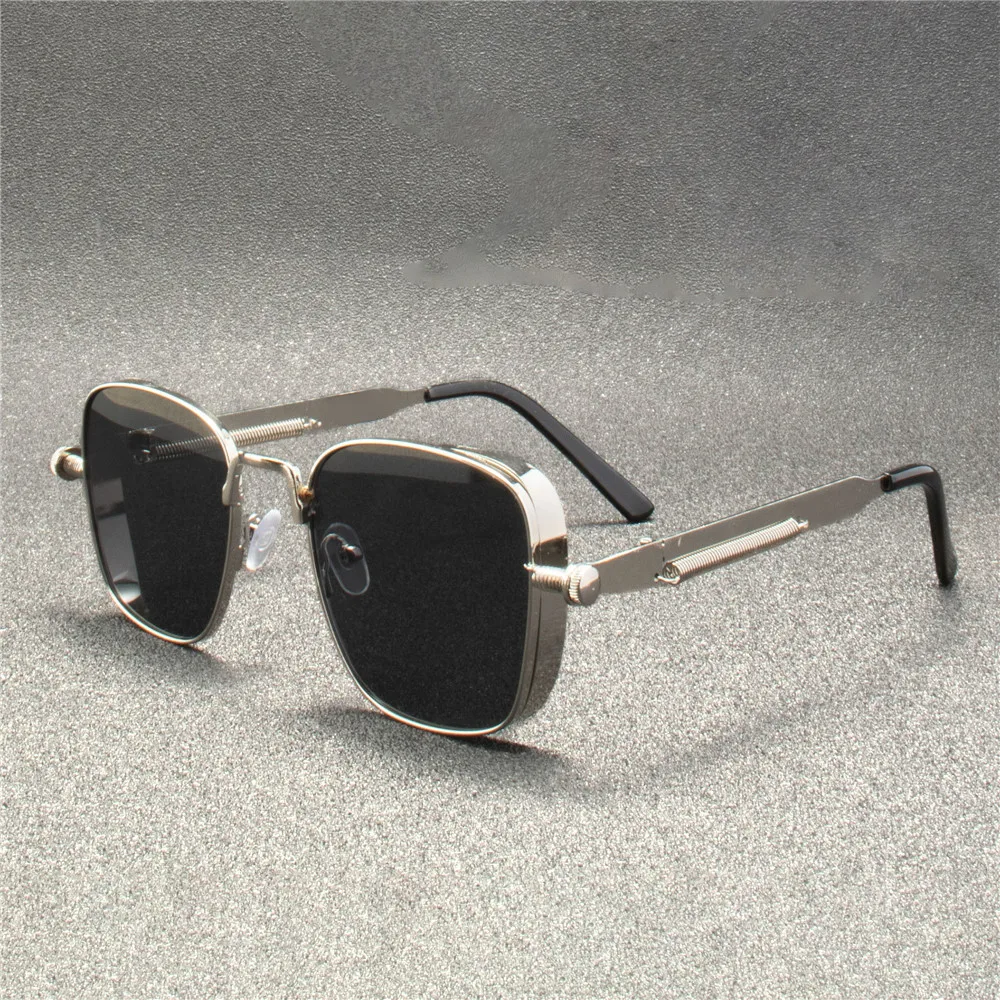 2PCS ZXWLYXGX Metall Steampunk Sonnenbrille Männer Frauen Mode Gläser Marke Designer Retro Vintage Sonnenbrille – Detail 7
