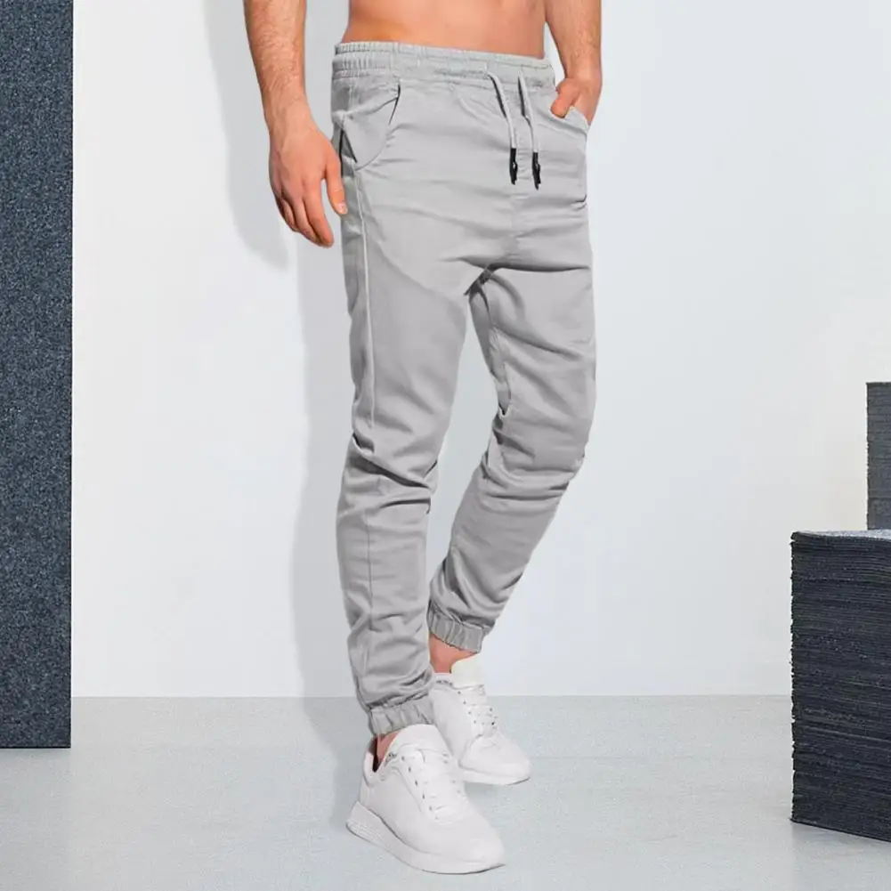 Men Trousers Men Solid Color Pants Men's Ankle-banded Jogging Trousers with Pockets for Wear Outdoor Activities Solid for Work