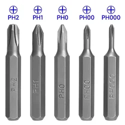 5Pcs/Set Phillips Screwdriver Bit PH000 PH00 PH0 PH1 PH2 Magnetic Screwdriver Bits 4mm Hex Shank Repair Remover Accessories