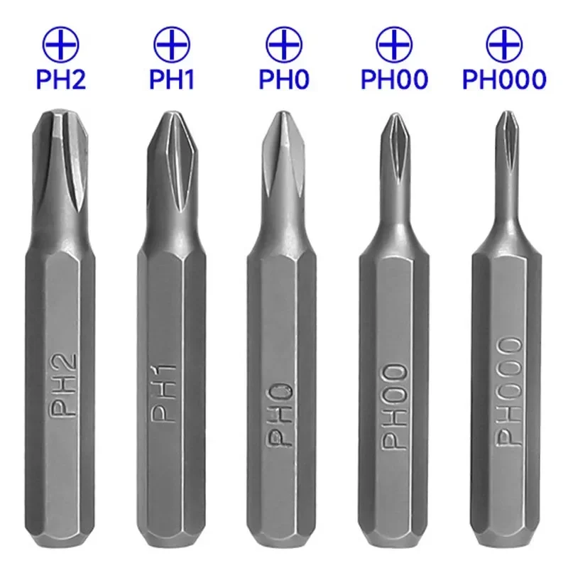 5 sztuk/zestaw wkrętak Phillips PH000 PH00 PH0 PH1 PH2 magnetyczne końcówki wkrętaków 4mm uchwyt sześciokątny naprawa Remover akcesoria