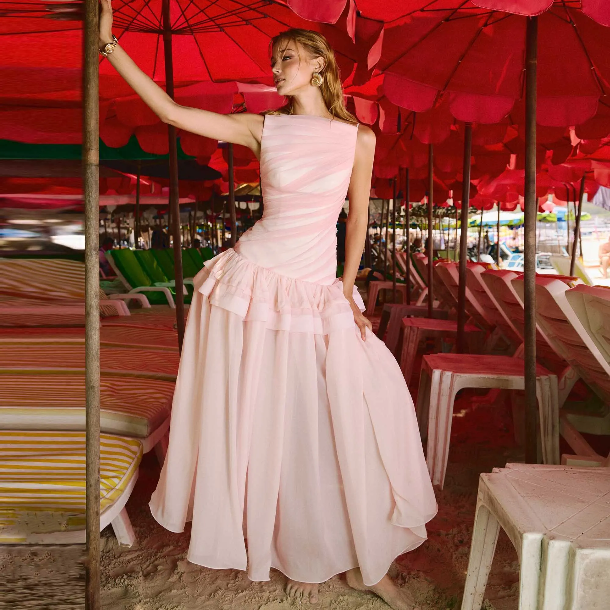 

Розовые плиссированные вечерние платья мечты, Новое поступление, румяное длинное платье без рукавов для торжественных случаев, женские платья для выпускного вечера فساتين سهرة