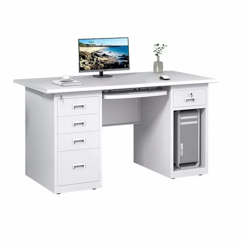 

Steel desk computer desk office office I-shaped writing desk with lock drawer thick staff
