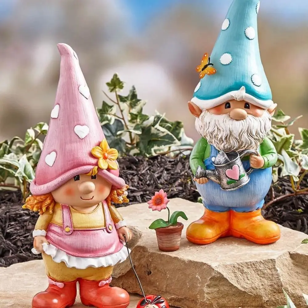 Creative Handmade Garden Gnome Figurine Cartoon 3D Dwarf Miniatures Resin Craft Elf Dwarf Ornaments Garden