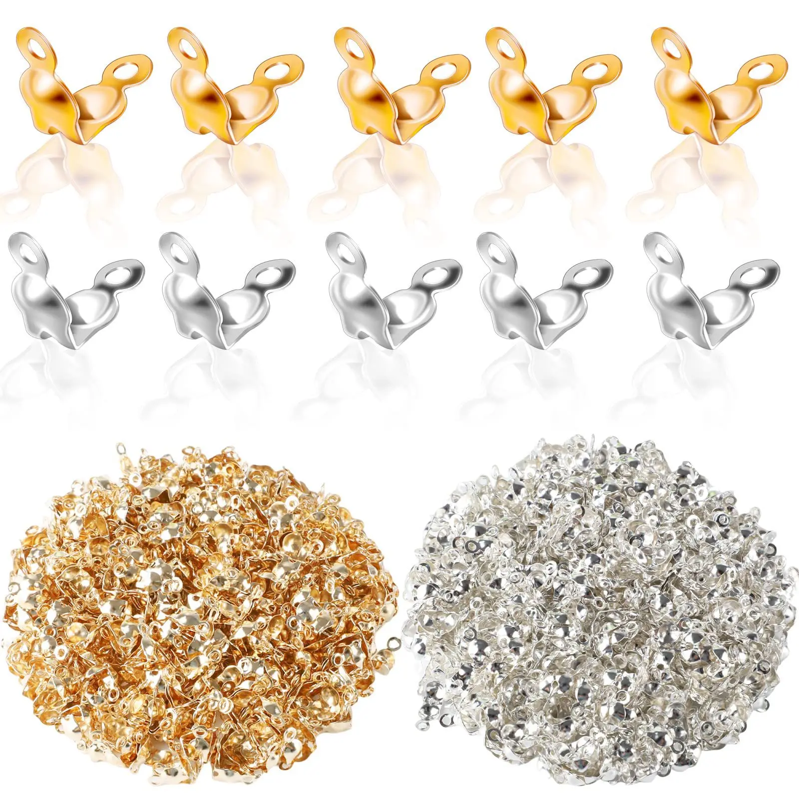 

96 шт./лот, концевые заглушки-зажимы для шнуров и бусин, соединители-застежки для изготовления браслетов, ожерелий и ювелирных изделий своими руками