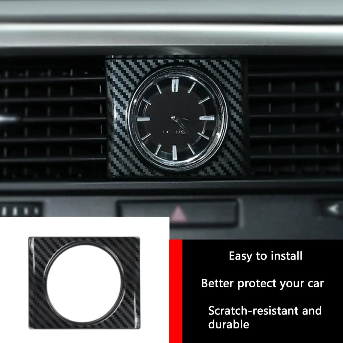 Car Accessories For Lexus RX300 RX450H AL20 2016-2022 Stainless Steel Clock Panel Cover Frame Trim Sticker Carbon Fiber Sliver